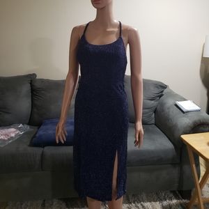 Nwt glitzy shimmering navy blue dress Small